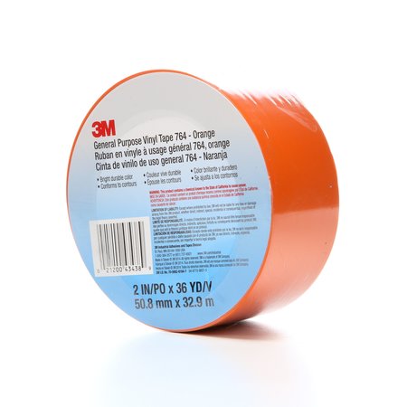 3M Vinyl Tape, 5.0 Mil, 2"x36 yds, Yellow, PK24 T967764Y